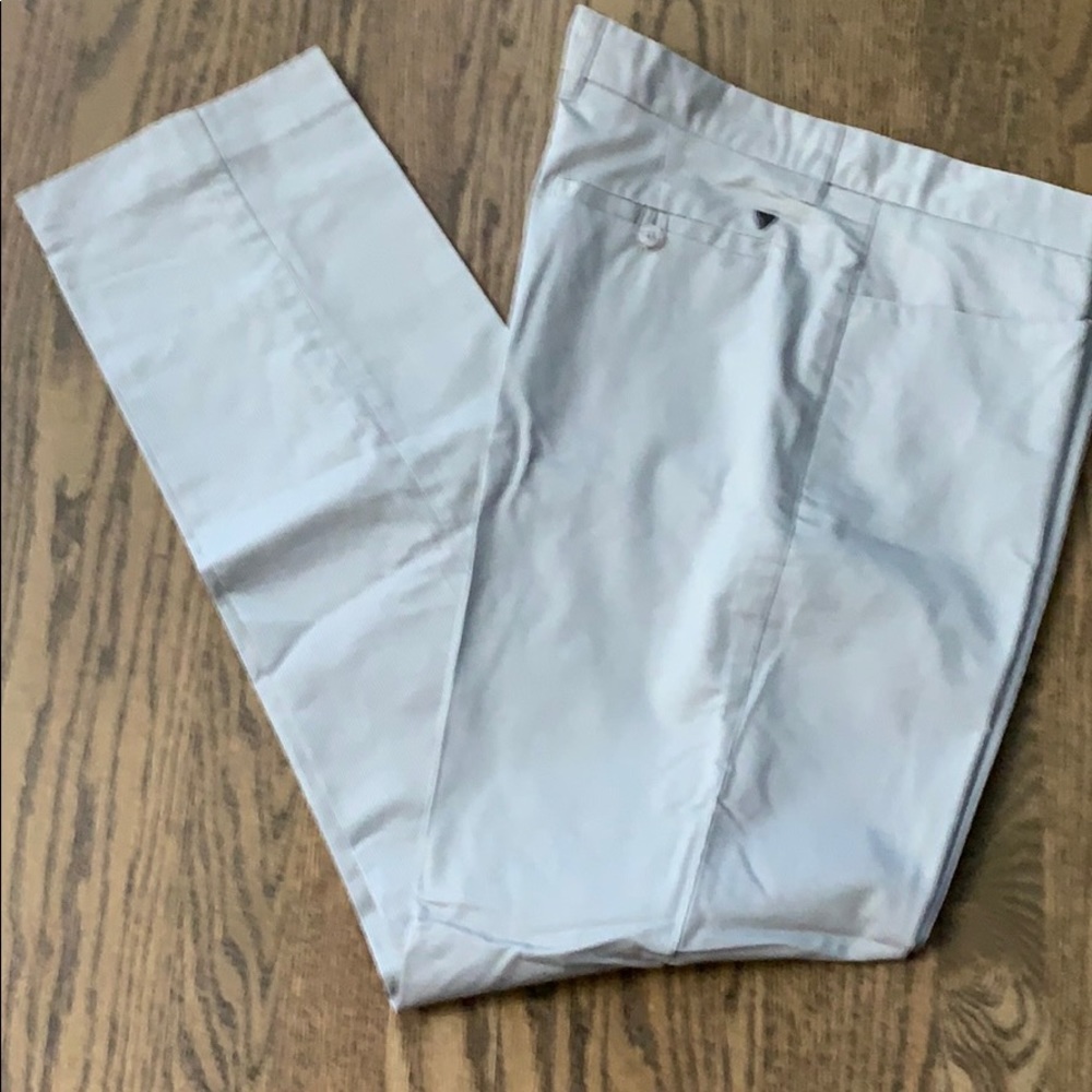 Guess Jeans Striped Chino Dress Pants Light Grey